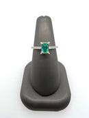 White Gold Emerald and Diamond Ring