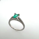 White Gold Emerald and Diamond Ring