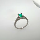 White Gold Emerald and Diamond Ring
