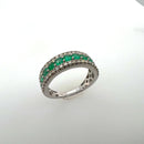 White Gold Emerald and Diamond Ring