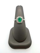 White Gold Emerald and Diamond Ring