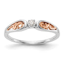 14K White and Rose Gold Filigree Round Diamond