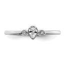 14K White Gold Rope Edge Petite Pear Diamond - Engagement Ring