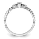 14K White Gold Scalloped Band Round Diamond - Engagement Ring