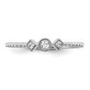14K White Gold Scalloped Band Round Diamond - Engagement Ring