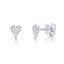 Diamond Pave Heart Stud Earrings - Mini