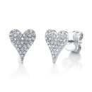 Diamond Pave Heart Stud Earrings