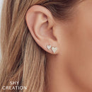 Diamond Pave Heart Stud Earrings - Mini