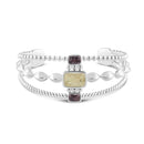 Boho Cuff Bracelet - Turquoise on top and bottom bezel