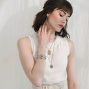 Boho Cuff Bracelet - Turquoise on top and bottom bezel