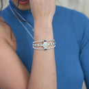 Boho Cuff Bracelet - Turquoise on top and bottom bezel