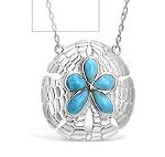 larimar sterling silver sandollar necklace