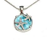 larimar sterling silver starfish pendent