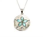 larimar sterling silver sand dollar pendent