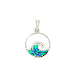 Blue Opal Wave Sterling Silver Pendent