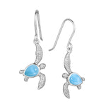 sterling silver larimar turtle earrings