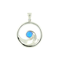Blue Opal Wave Sterling Silver Pendent