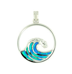 Blue Opal Wave Sterling Silver Pendent