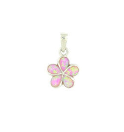 Pink Opal Plumeria Flower Sterling Silver Pendent