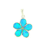 Blue Lab Opal Plumeria Flower Sterling Silver Pendent