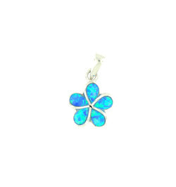 Blue Lab Opal Plumeria Flower Sterling Silver Pendent