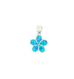 Blue Lab Opal Plumeria Flower Sterling Silver Pendent