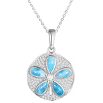 sterling silver larimar sand dollar pendant