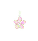 Pink Opal Plumeria Flower Sterling Silver Pendent