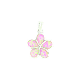 Pink Opal Plumeria Flower Sterling Silver Pendent