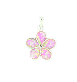Pink Opal Plumeria Flower Sterling Silver Pendent