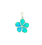 Blue Lab Opal Plumeria Flower Sterling Silver Pendent