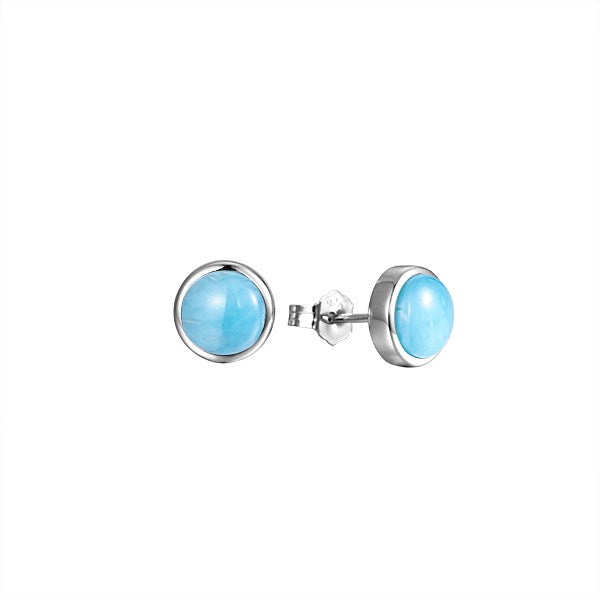 sterling silver larimar stud earrings 9mm