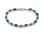 Opal Blue Lab/Amethyst sterling silver bracelets