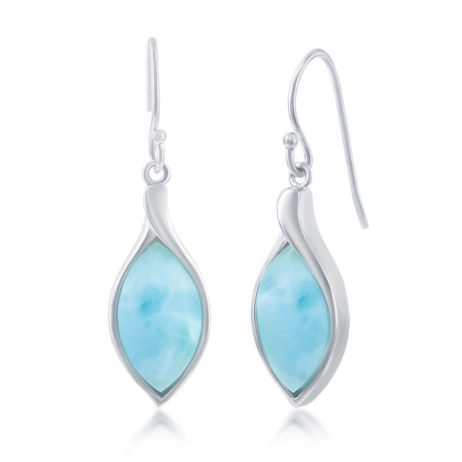 sterling silver marquise larimar dangle earrings