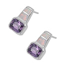opal white lab amethyst cz sterling silver earrings