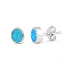 opal blue lab sterling silver stud earrings