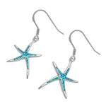 opal blue lab sterling silver starfish earrings