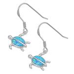 opal blue lab sterling silver turtle earrings