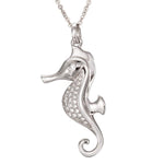 sterling silver cubic zirconia rose gold overlay seahorse pendant