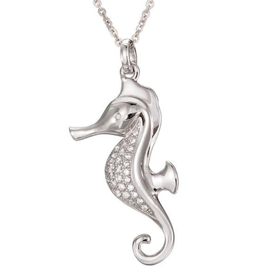 sterling silver cubic zirconia rose gold overlay seahorse pendant