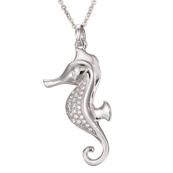 sterling silver cubic zirconia rose gold overlay seahorse pendant