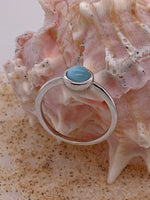 Larimar bezel set Sterling Silver Ring