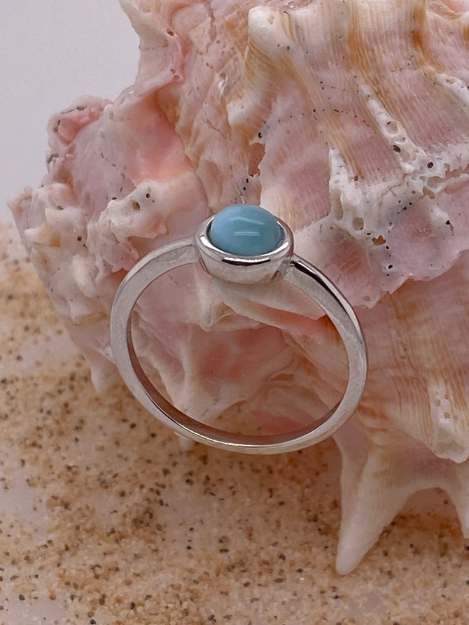 Larimar bezel set Sterling Silver Ring