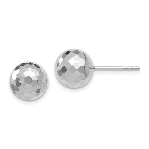 14K WG 9.4MM D/C Ball Earrings