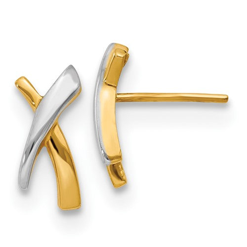 Leslie's 14K w/Rhodium X Post Earrings