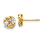 Leslie's 14K w/White Rhodium Polished & D/C Post Earrings