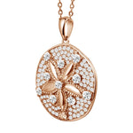 sterling silver pave cubic zirconia rose gold overlay sand dollar pendant