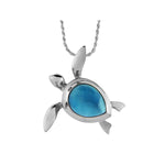 sterling silver larimar turtle pendant