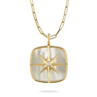 Pendant with Diamond and Mother of Pearl - Gold 18K 20mm