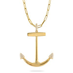 Anchor Pendant with Diamond - 18K